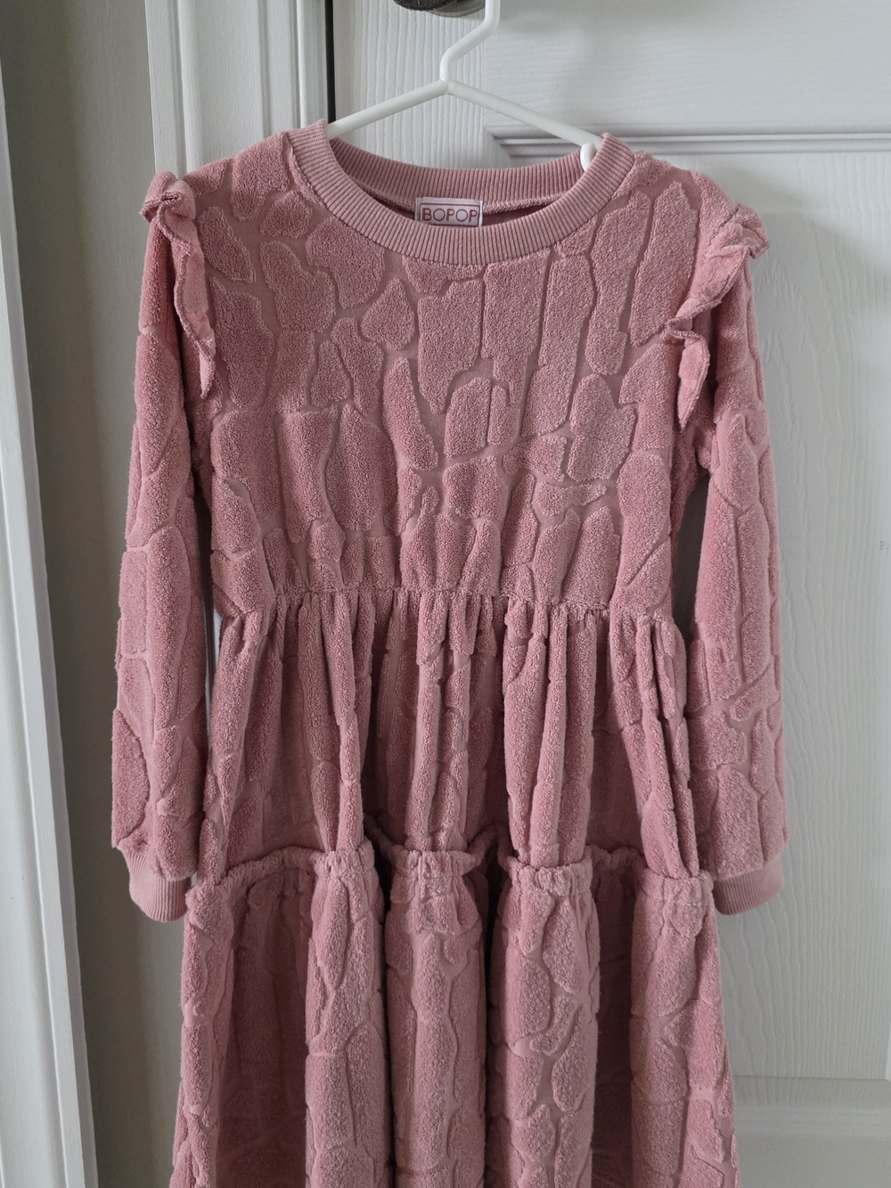 Girls' Dusty Rose Textured Tiered Dress